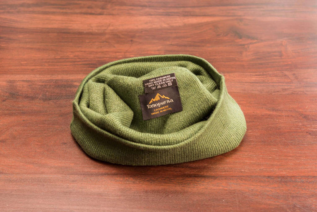 Kaschmirmütze Beanie glatt grün