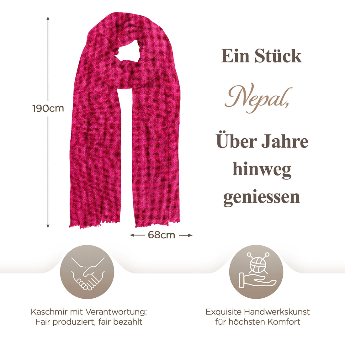Kaschmirtuch pink einfarbig