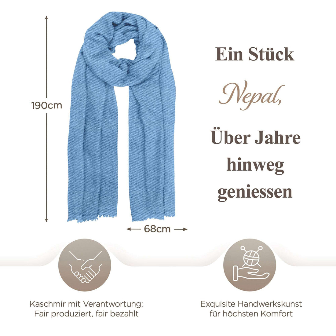 Kaschmirtuch hellblau einfarbig