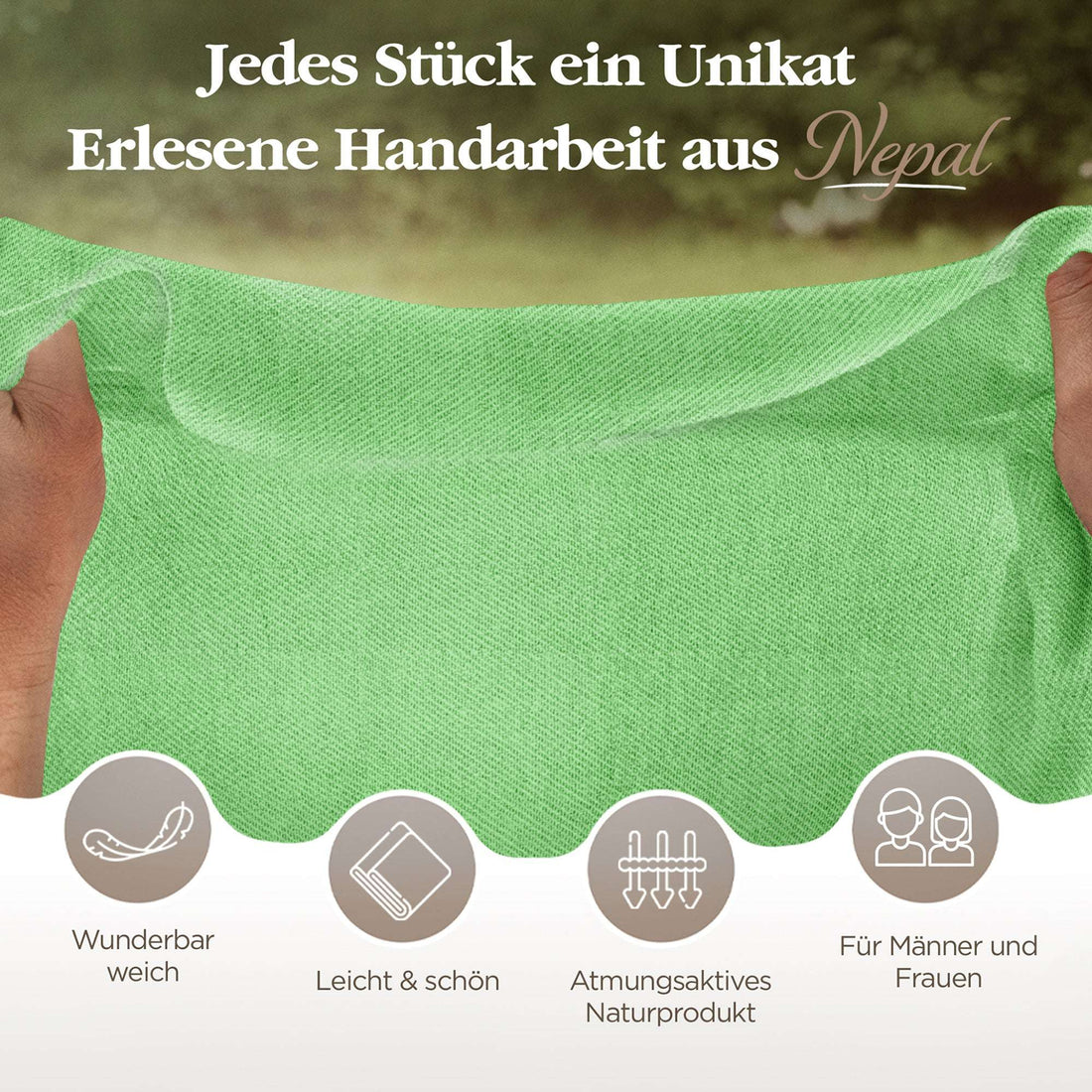 Kaschmirtuch grün einfarbig