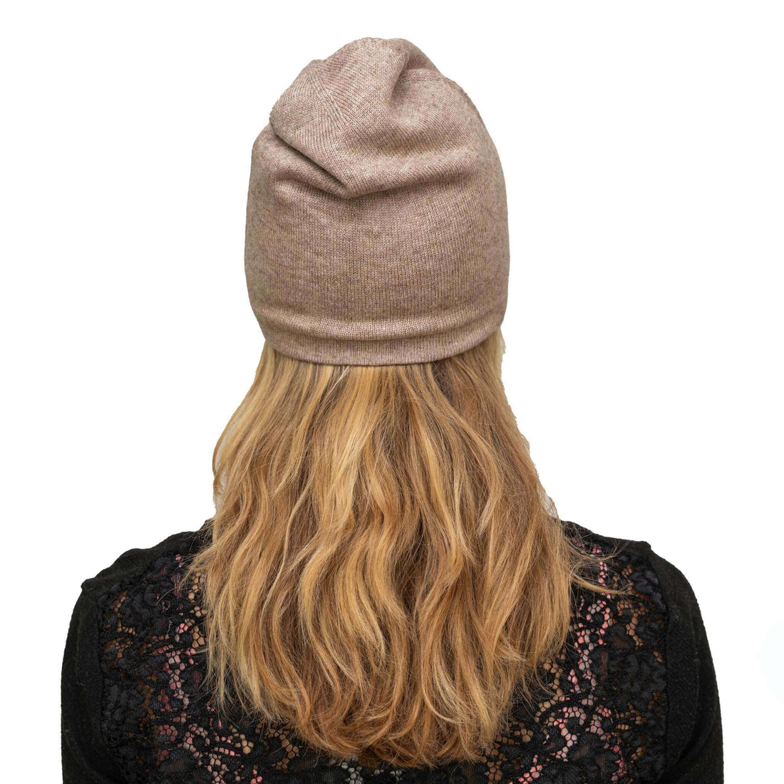 Kaschmirmütze Beanie glatt hell zimt