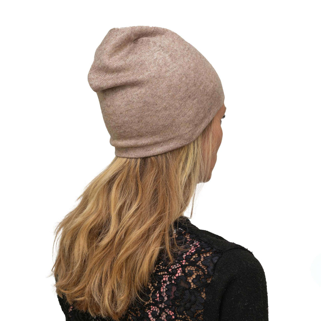 Kaschmirmütze Beanie glatt hell zimt