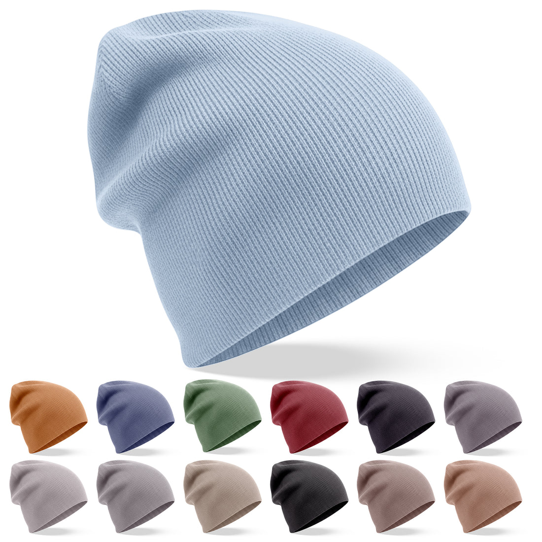 Kaschmirmütze Beanie leicht gerippt blau