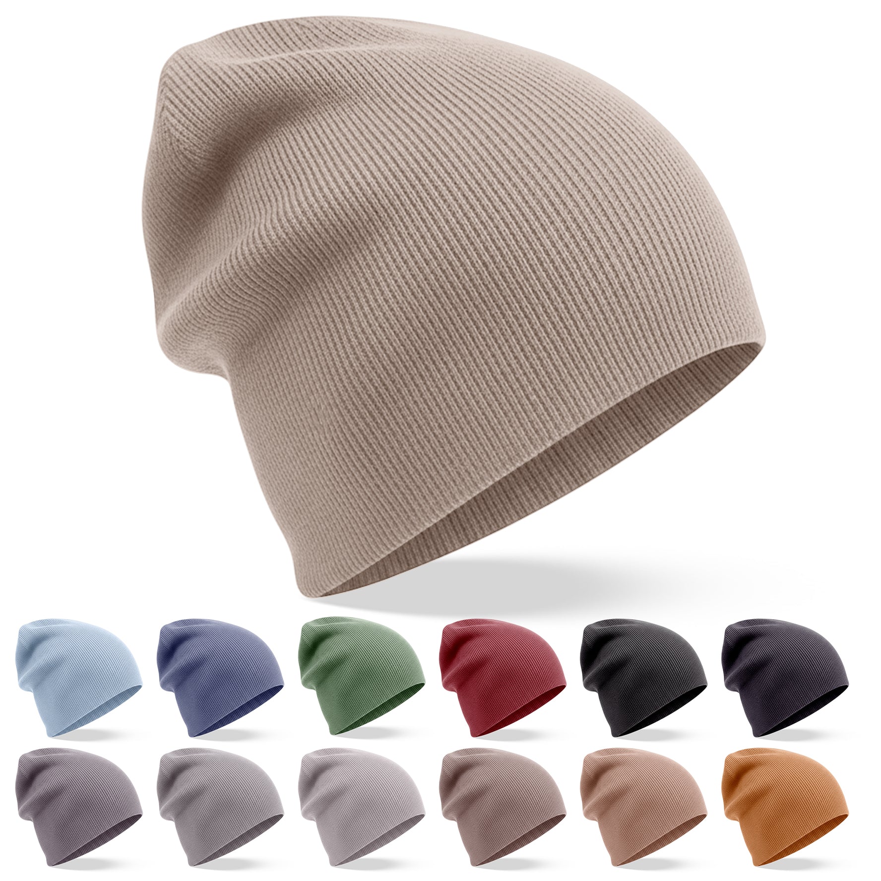 Kaschmirmütze Beanie leicht gerippt weissgrau